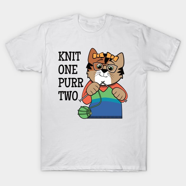 Knit One Purr Two Cat T-Shirt by Sue Cervenka